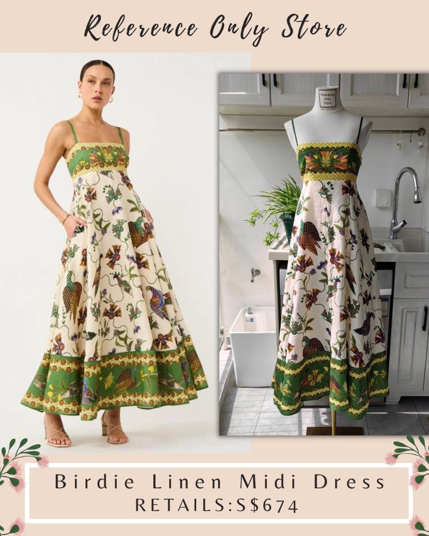 Alemais Birdie Linen Midi Dress, Women's Fashion, Dresses & Sets, Dresses  on Carousell