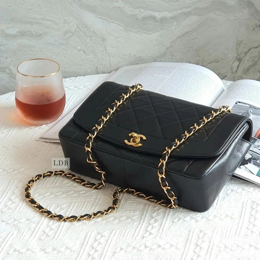Authentic Cha nel Diana Medium Lamb 24k Gold Hardware Bag Series 2, Luxury,  Bags & Wallets on Carousell