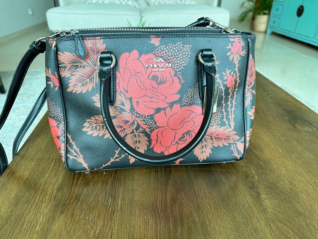 COACH Dome Crossbody With Thorn Roses Print Black Red Multi, Black Red  Multi, Small : Amazon.sg: Fashion