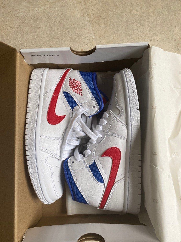 BNinBOX Nike Air Jordan s 1 Mid Red Blue Women s Fashion