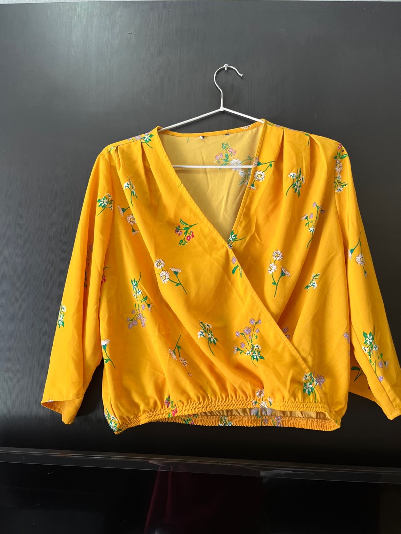 Bright yellow blouse cheap