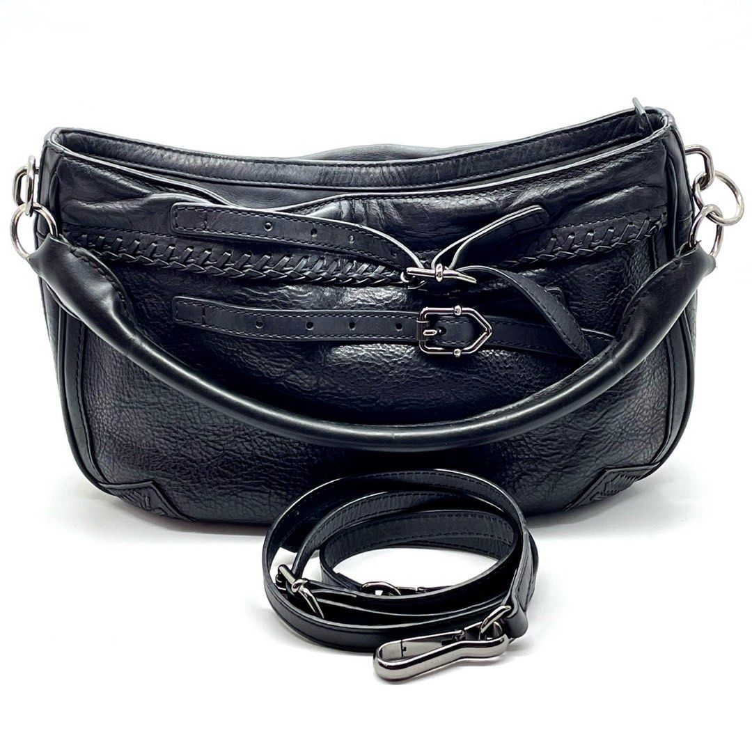 Burberry Soft Leather Waltham Plum HandBag Barang Mewah Tas