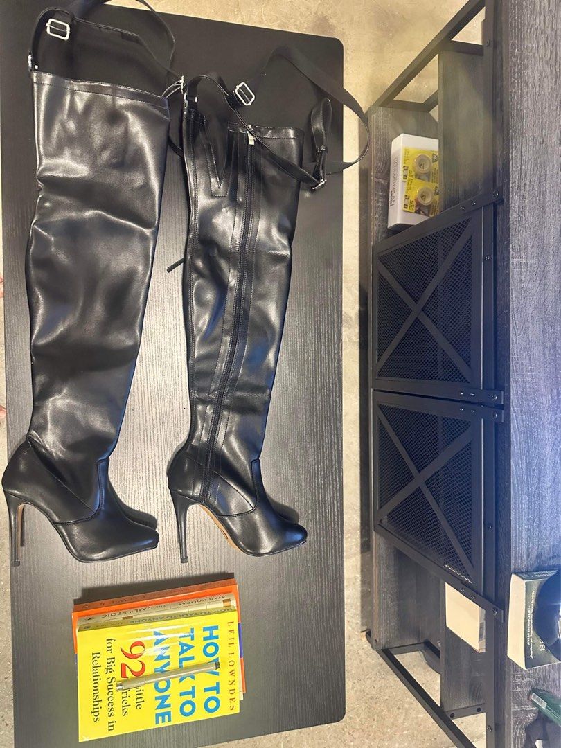 Thigh high garter boots outlet