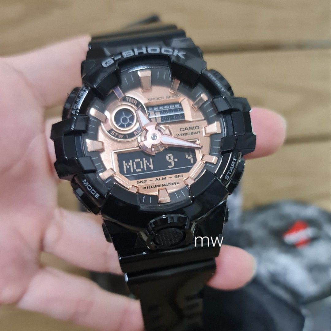 G shock watch black and rose gold top
