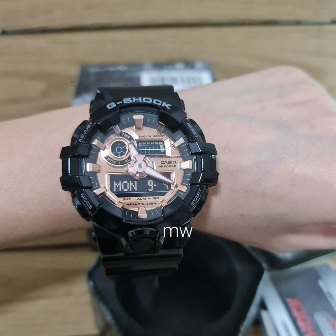 CASIO G SHOCK GLOSSY BLACK ROSE GOLD GA 700MMC GA700 GA 700 MEN S