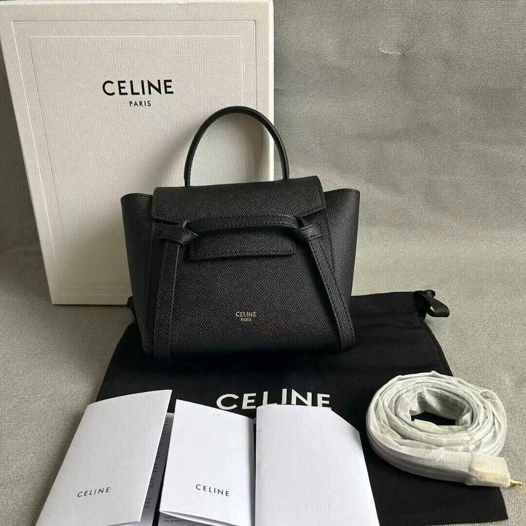 CELINE Grained Calfskin Mini Belt Bag Black 1256692