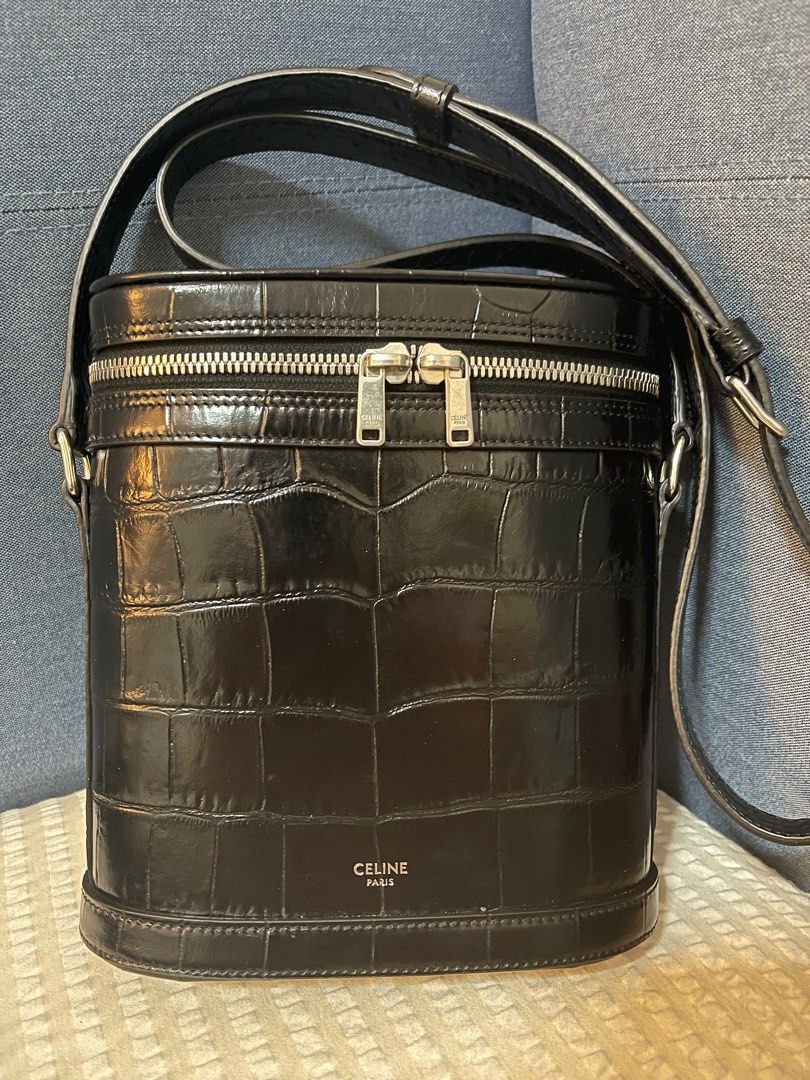 Celine Vertical Messenger in Crocodile Embossed Calfskin Black