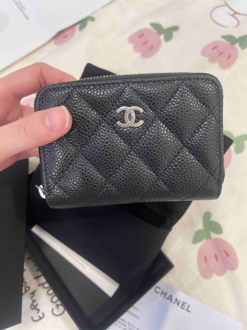 Chanel Black Leather Bracelet Coin Card Purse Bag – parisdiva.com