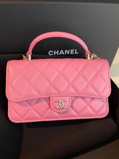 🌸[Full Set] Chanel Mini Top Handle-22P Light Pink, Luxury, Bags & Wallets  on Carousell