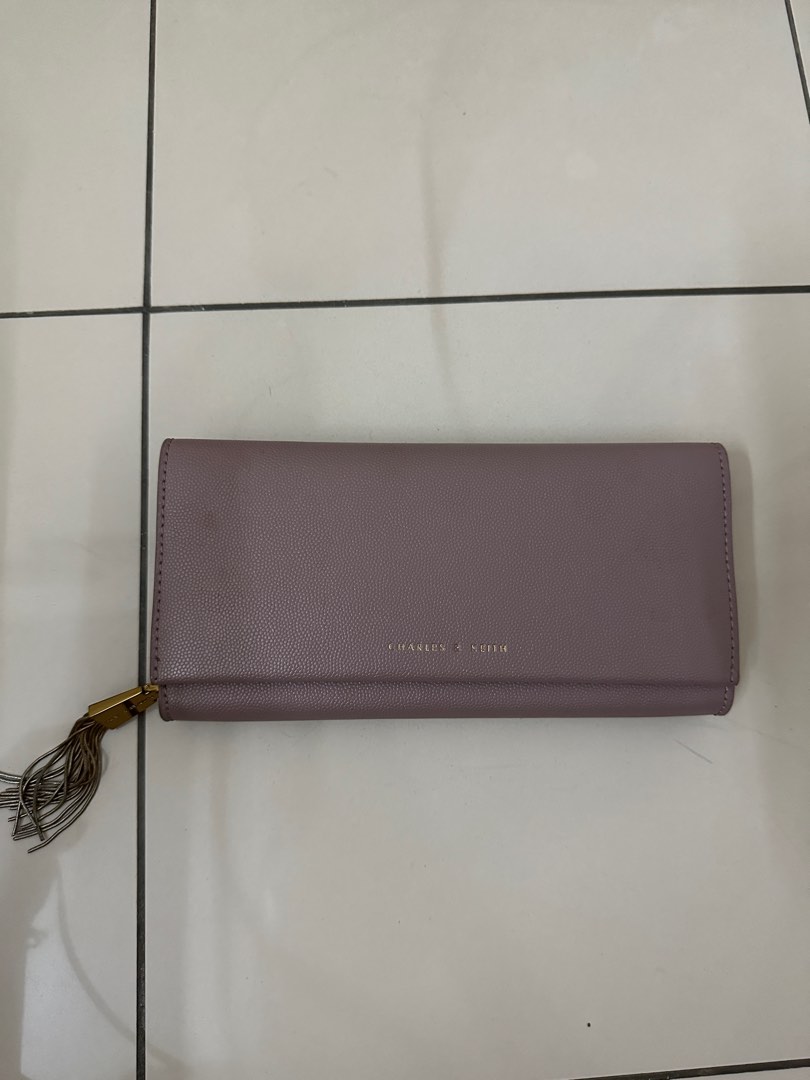 Mauve Metal Tassel Classic Long Wallet - CHARLES & KEITH ID