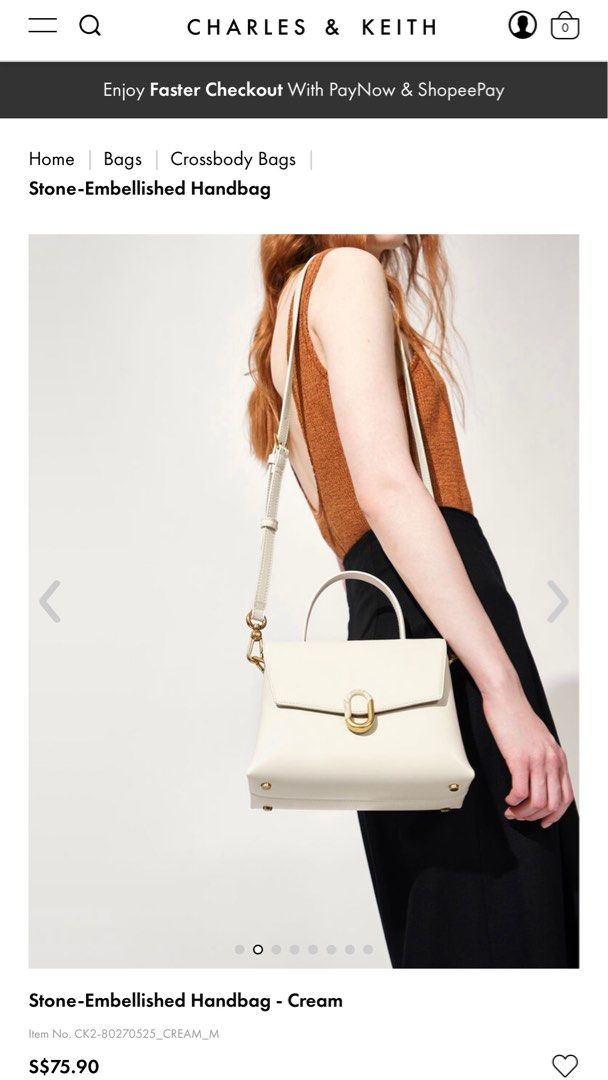 Charles Keith Stone Embellished Handbag