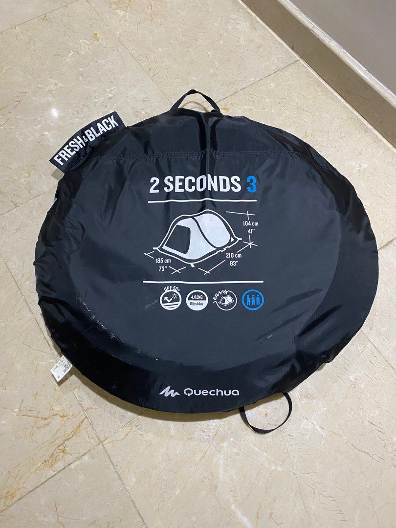 Decathlon instant tent 2 seconds 3 fresh black Sports Equipment