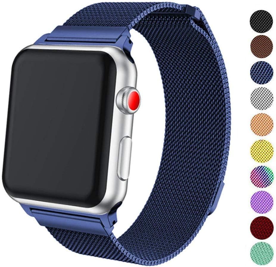 DELELE Compatible for Watch Band 38mm Milanese Loop Magnetic Metal Replacement Strap with Magnet Lock for iWatch Series 4 3 2 1 Women Men Blue 42mm 44mm Mobile Phones Gadgets Wearables Smart