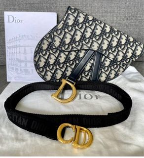 Dior - Saddle Belt Blue Dior Oblique Jacquard, 20 mm - Size 80 - Women