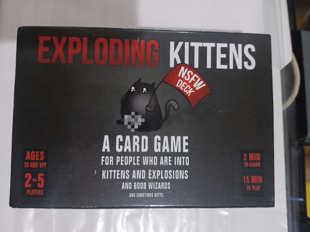 Exploding kittens ages 30 and up (Category: Game Gift Cards & Accounts) located in Cainta. Submitted by jaime.marasigan1 (Listing ID 1253080313, Image 2). Description: Exploding kittens for ages 30and up Nabuksan lang pero hindi pa nagamit Not original RFS: Not suitable for kids Location: Cainta.