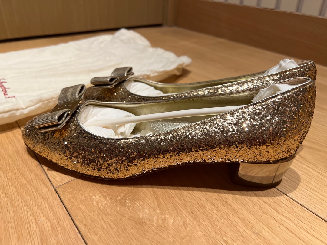 Ferragamo gold shoes hotsell