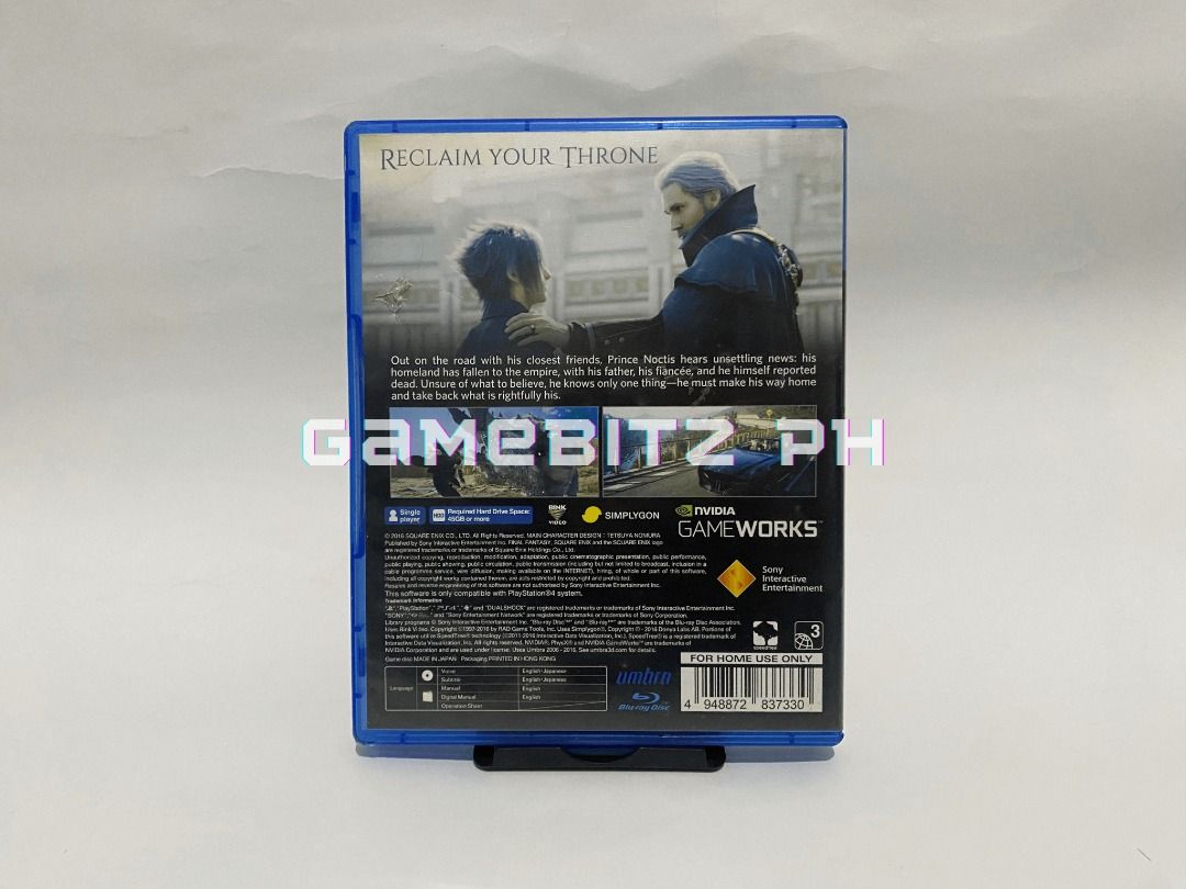 Final Fantasy XV Sony PS4 Playstation Game (Category: PlayStation) located in Tarlac. Submitted by gamebitzph (Listing ID 1253007598, Image 2). Description: Final Fantasy XV for Sony PS4 Pre-owned/Used no to minimal scratches tested and working location: Tarlac area shipping: J&T or LBC (payment first via gcash or bank account. buyer will shoulder the shipping fee) COD is also available Message us for any inquiries, more details, or photos.