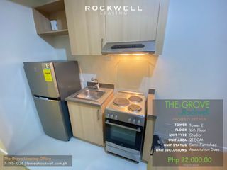 For Rent Studio Semi-Furnished in The Grove by Rockwell