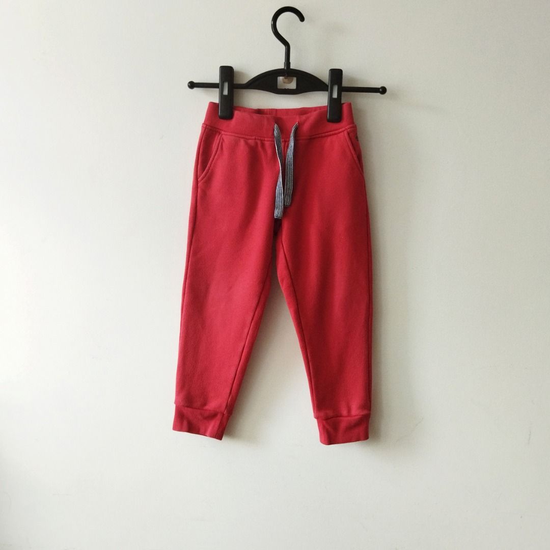 French PETIT BATEAU Warm Lined Red Sweatpants Joggers Babies