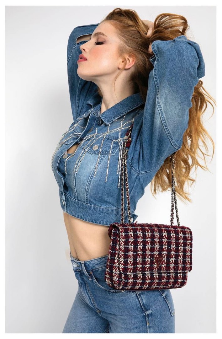 Guess cessily tweed on sale bag