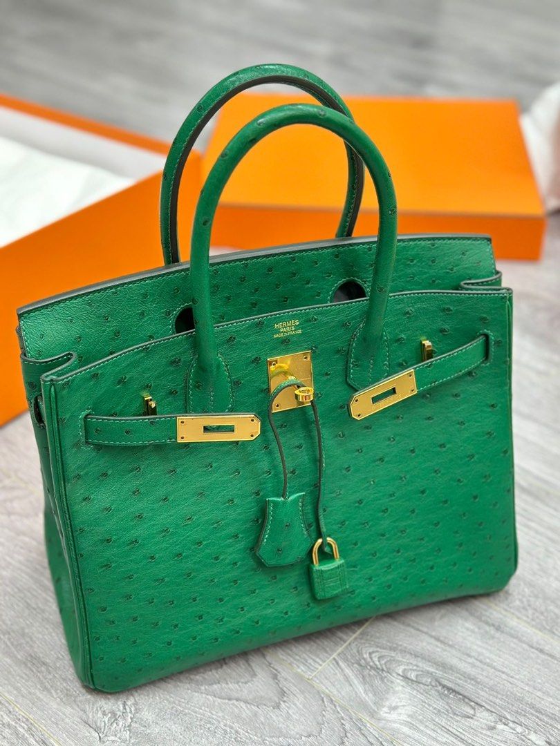 Hermes Birkin 30 Vert Vertigo Ostrich Ghw, Luxury, Bags & Wallets on  Carousell