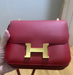 A ROUGE PIMENT EVERCOLOR LEATHER MINI CONSTANCE 18 WITH PALLADIUM HARDWARE