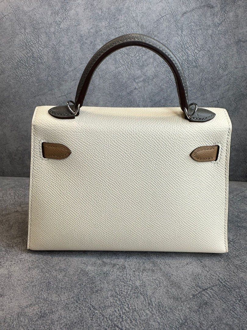 Hermes Mini Kelly 20 Nata Gris Meyer and Chai Tri Color