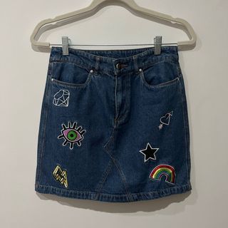 H&M Denim Skirt with Patches