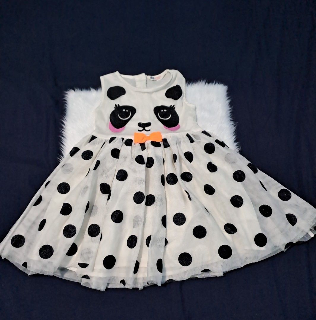 H&M Polka Dots Panda Dress, Babies & Kids, Babies & Kids Fashion on  Carousell