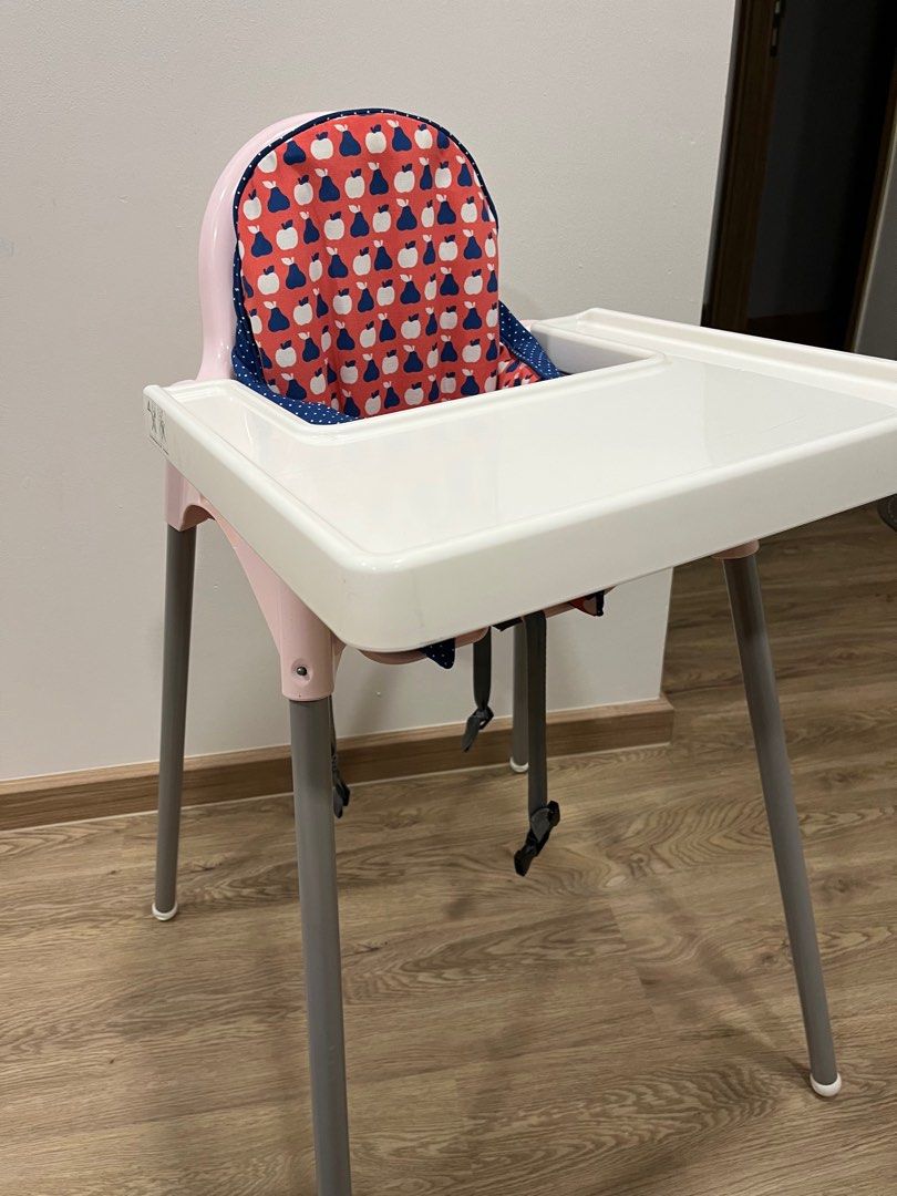 IKEA Baby Chair pink color with cushion and tray, Babies & Kids