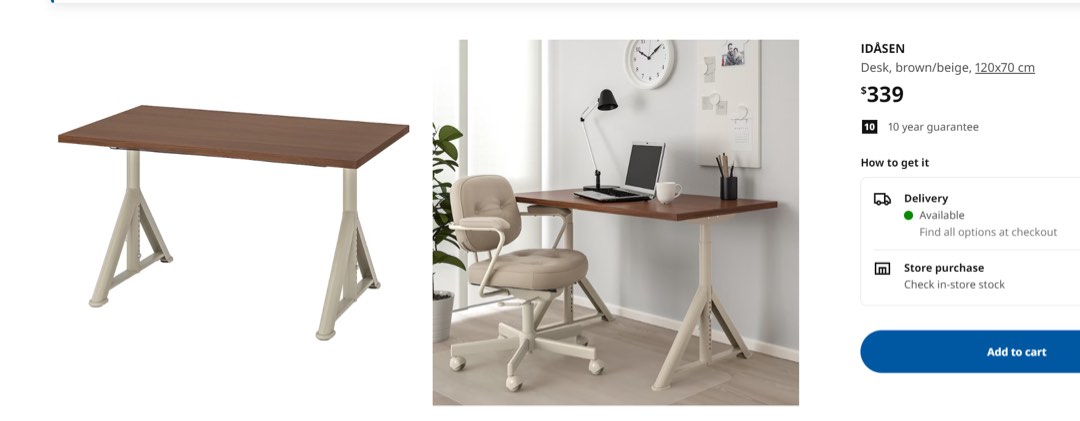 IKEA idasen table manually adjustable Furniture Home Living