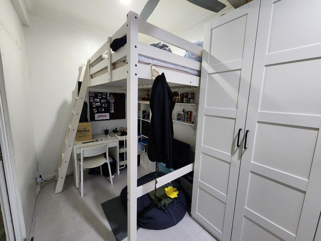 IKEA STORA double loft bed and mattress, Furniture & Home Living