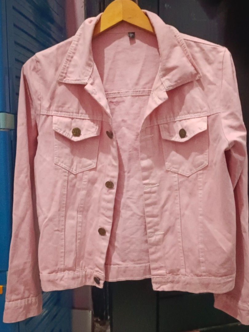 Jaket denim pink clearance