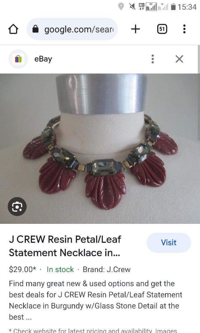 J.Crew Jewel Statement Necklace Choker Floral Flower Petal Leaf