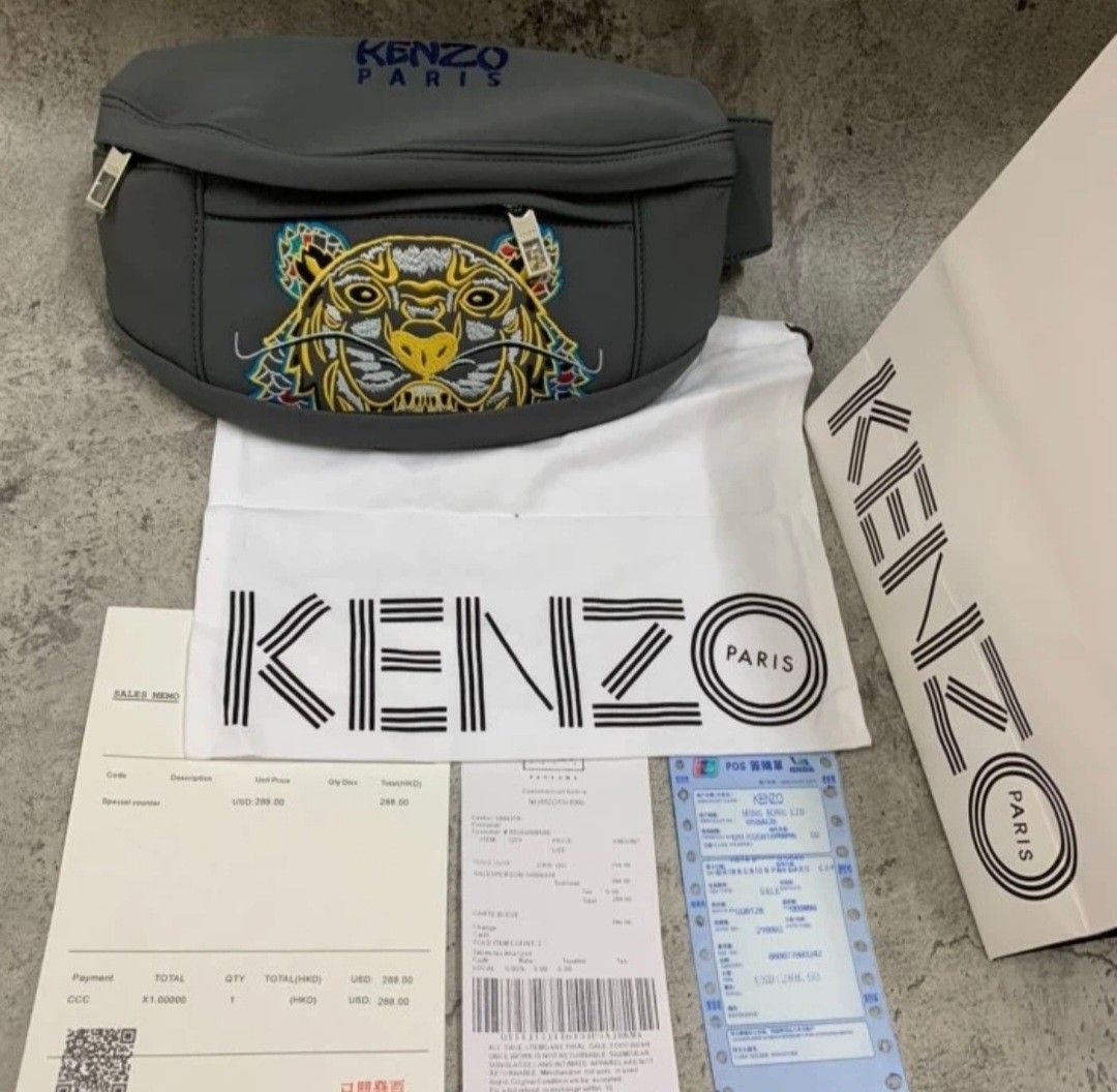 Kenzo Paris Bumbag Grey Original Authentic 100 Waistbag Abu abu Tas Selempang Sling Bag Luxury Branded Apparel Bags Brand New Kenzo Tiger Waist Bag Barang Mewah Tas Dompet di Carousell