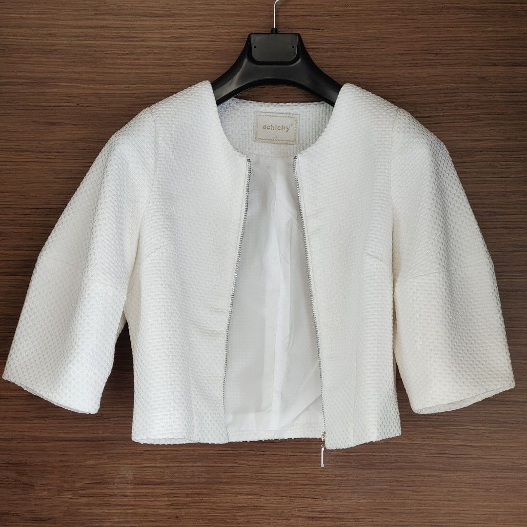 Ladies White Crop Coat