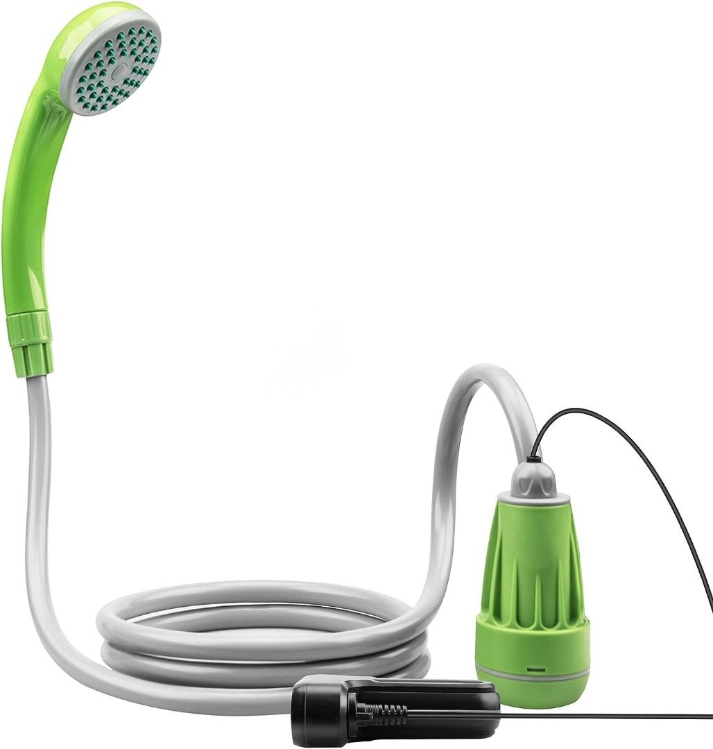 LIBERRWAY Portable Shower Camping Travel Shower Outdoor with 3-Year  Warranty, Rechargeable Battery Dag Shower head Hose USB Cable Water Pump  for Bike Car Washing Pet Cleaning Garden Watering-Green, Furniture u0026 Home  Living,