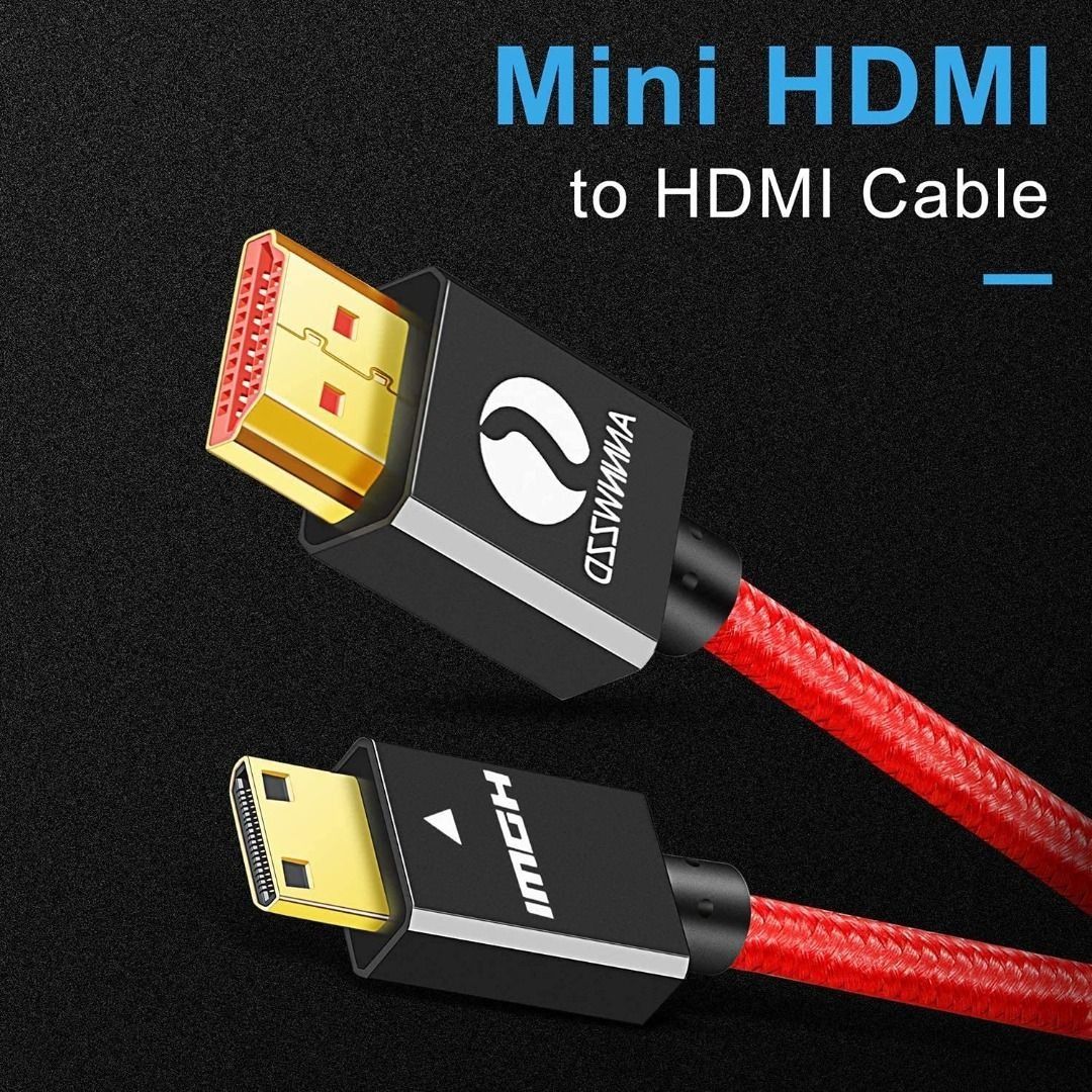 Mini HDMI to HDMI Cable 1FT, Short High-Speed HDMI to Mini HDMI Braided  Cord Support 3D 4K/60Hz 1080p 720p