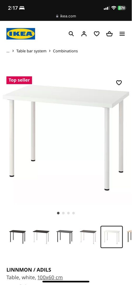 Linnmon Ikea Desk, Furniture & Home Living, Furniture, Tables & Sets on