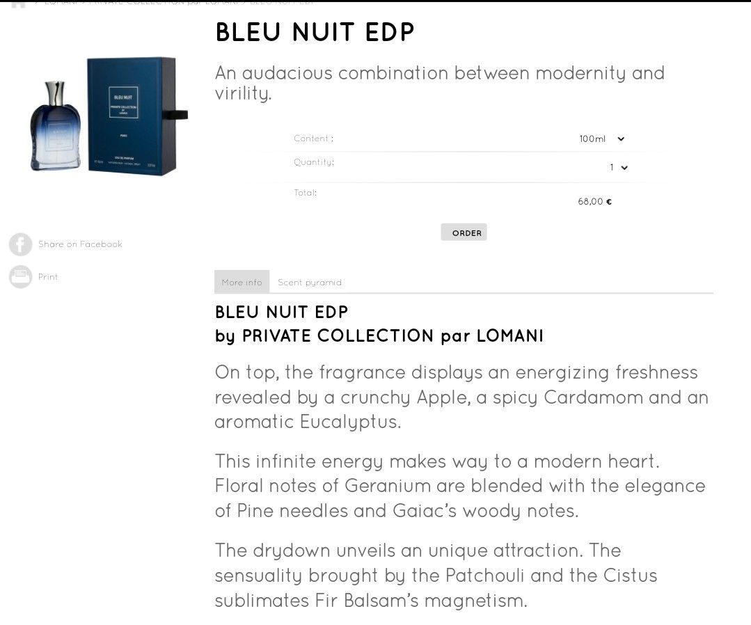 Lomani Private Collection Blue Nuit EDP 100ml