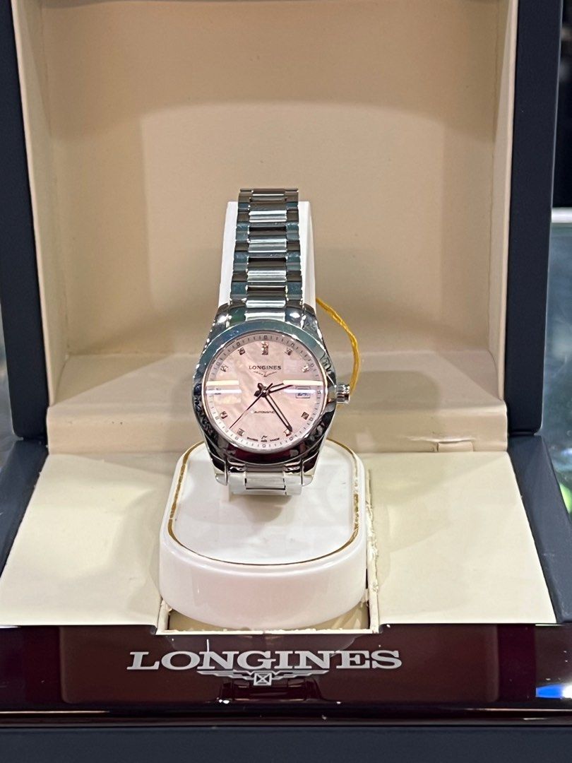 Longiness Conquest Classic Auto white Mother Of Pearl Dial Diamond