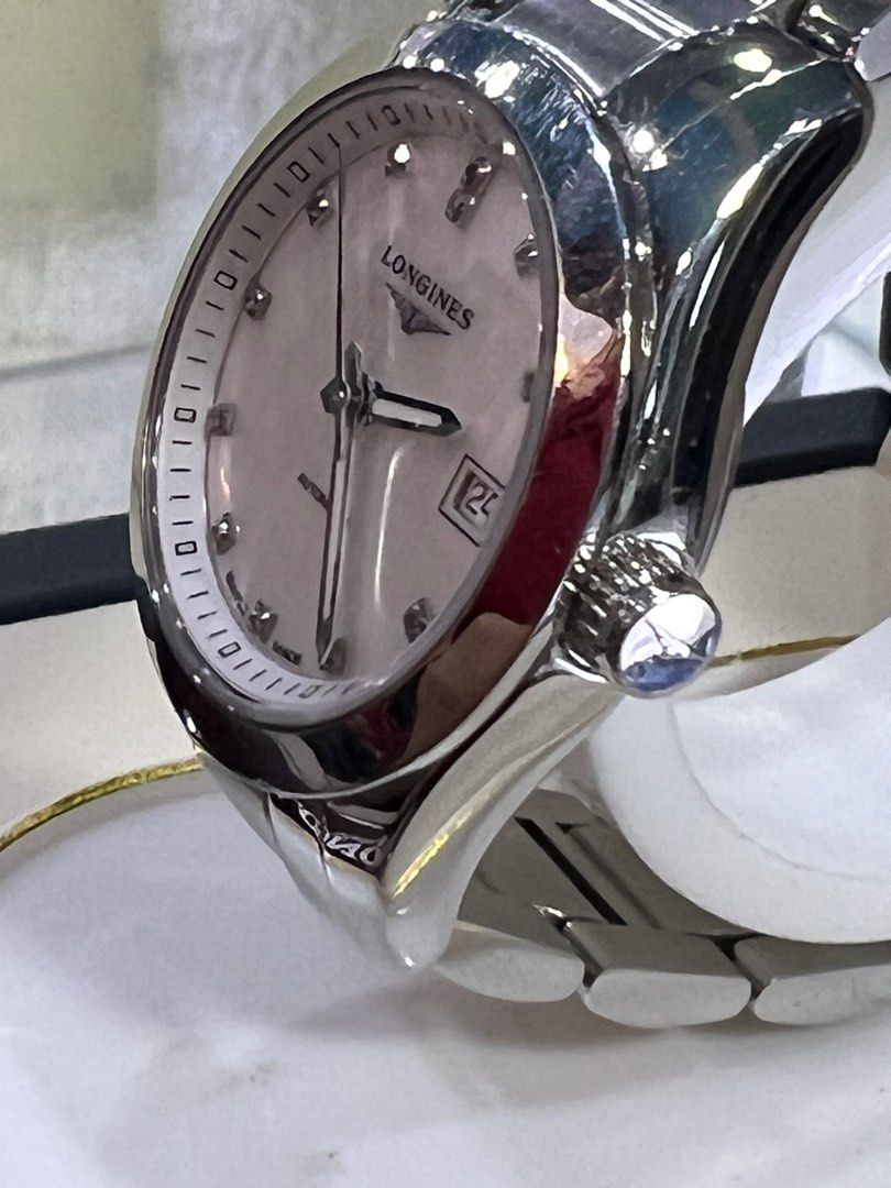 Longiness Conquest Classic Auto white Mother Of Pearl Dial Diamond