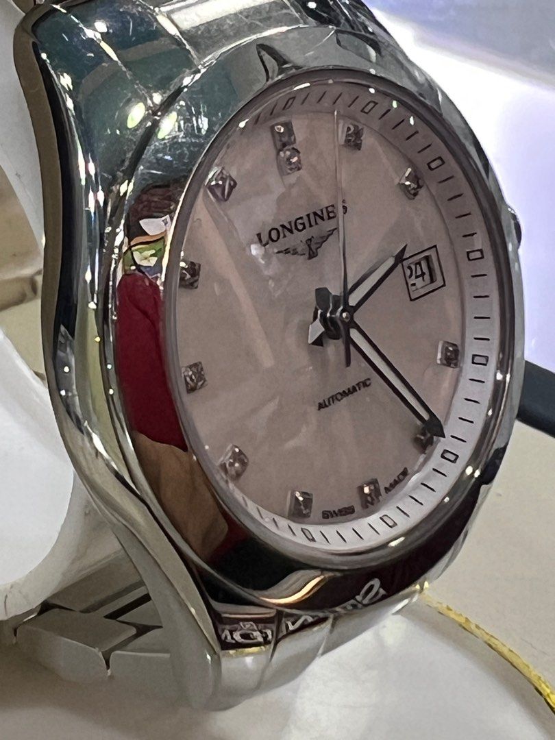 Longiness Conquest Classic Auto white Mother Of Pearl Dial Diamond