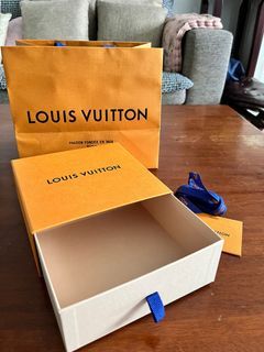 LOUIS VUITTON AUTHENTIC BOX AND PAPERBAG SET (also with ribbon and gift  dedication tag) - IN PERFECT BRAND NEW CONDITION - HARD MAGNETIC BOX (LV),  Luxury, Bags & Wallets on Carousell