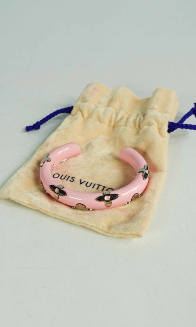 Louis Vuitton Daily Monogram Enamel Pink Cuff Bangle, Women's