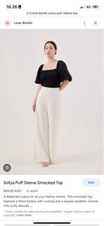 Love Bonito Sofya Puff Sleeve Smocked Top