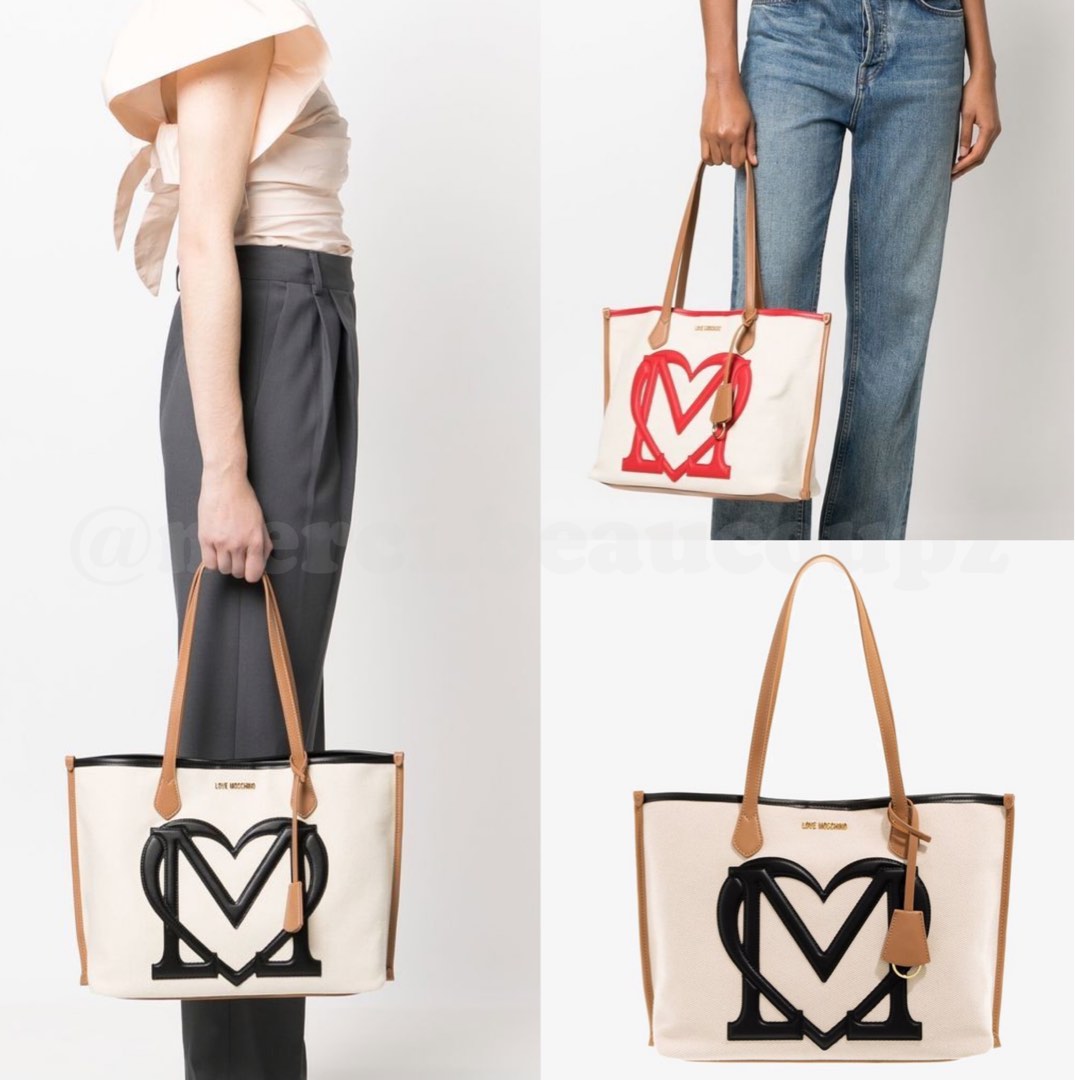 Love Moschino Appliqué Logo Tote Bag 大容量實用手袋帆布袋, 名牌