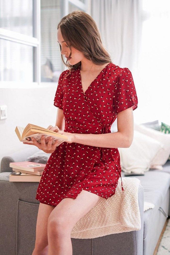 Lovet Carolyn Wrap Tie String Floral Romper Dress Women s Fashion