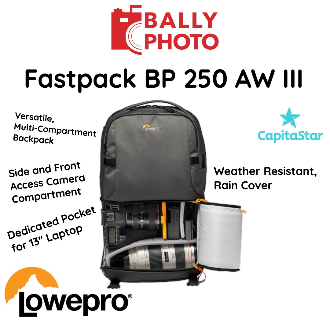 Lowepro Fastpack BP 250 AW III Camera Backpack Bag Photography Photography Accessories Camera Bags Carriers on Carousell