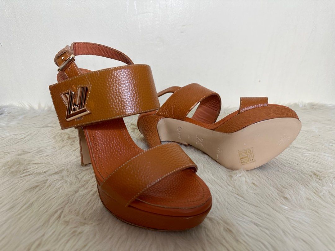 LOUIS VUITTON Wedge Sandals EU 37 Brown New From Japan